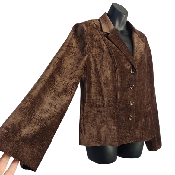 Croft & Barrow Women's Brown Chenille Blazer Jacket Size 12 - Picture 5 of 8